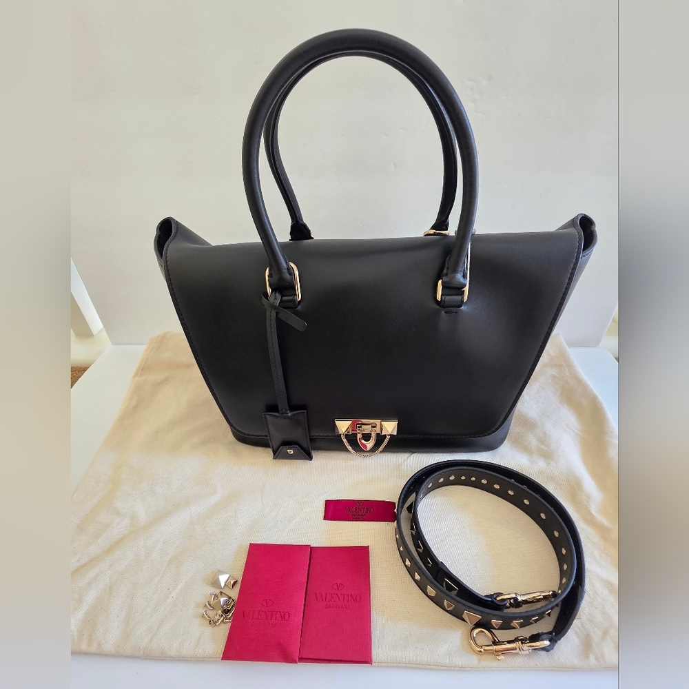 Valentino Garavani Demilune Studded Large Leather Satchel